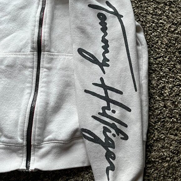 Tommy Hilfiger Zip Up Hoodie Womens Medium White 100% Cotton Long Sleeve Preppy - Picture 3 of 7